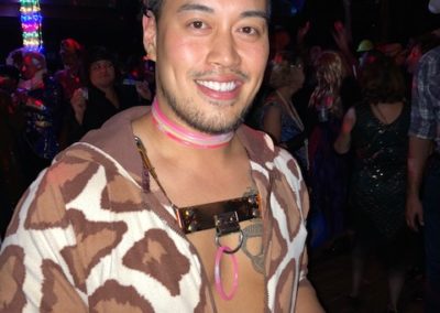 Person dressed in animal print costume at Dunes Resorts Halloween 2021 Party