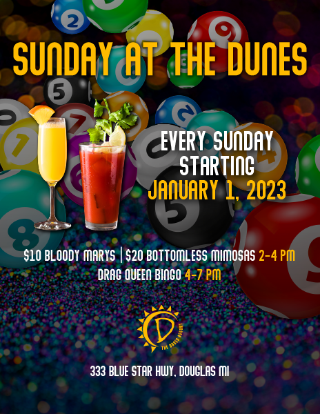 Sunday at The Dunes promotional infographic.