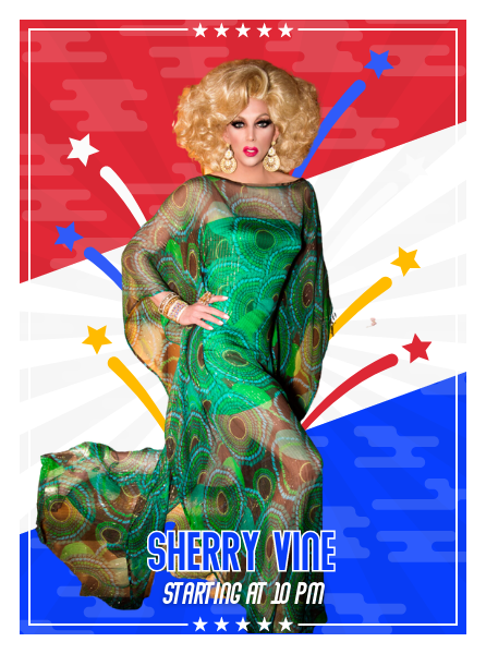 Sherry vine in a green dress showing some lef