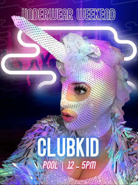 ClubKid with a unicorn hat on