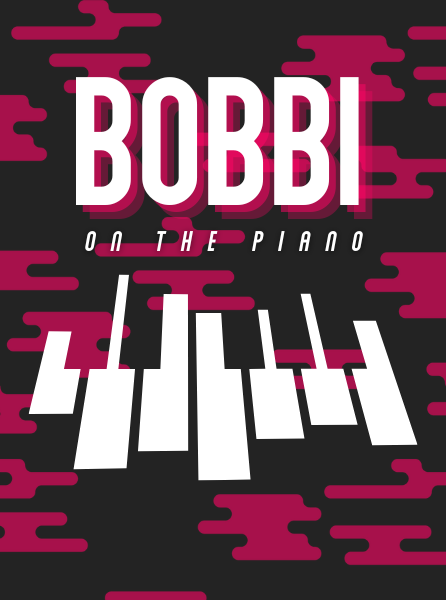 Bobbi on the Piano with a graphical set of piano keys