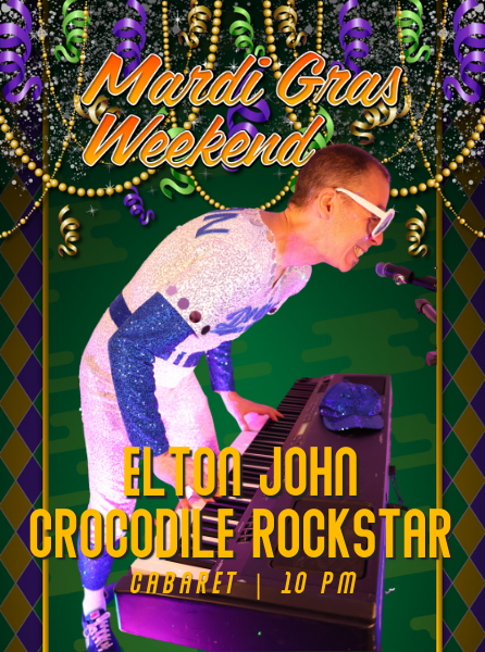 Elton John Crocodile Rockstar playing the keyboard