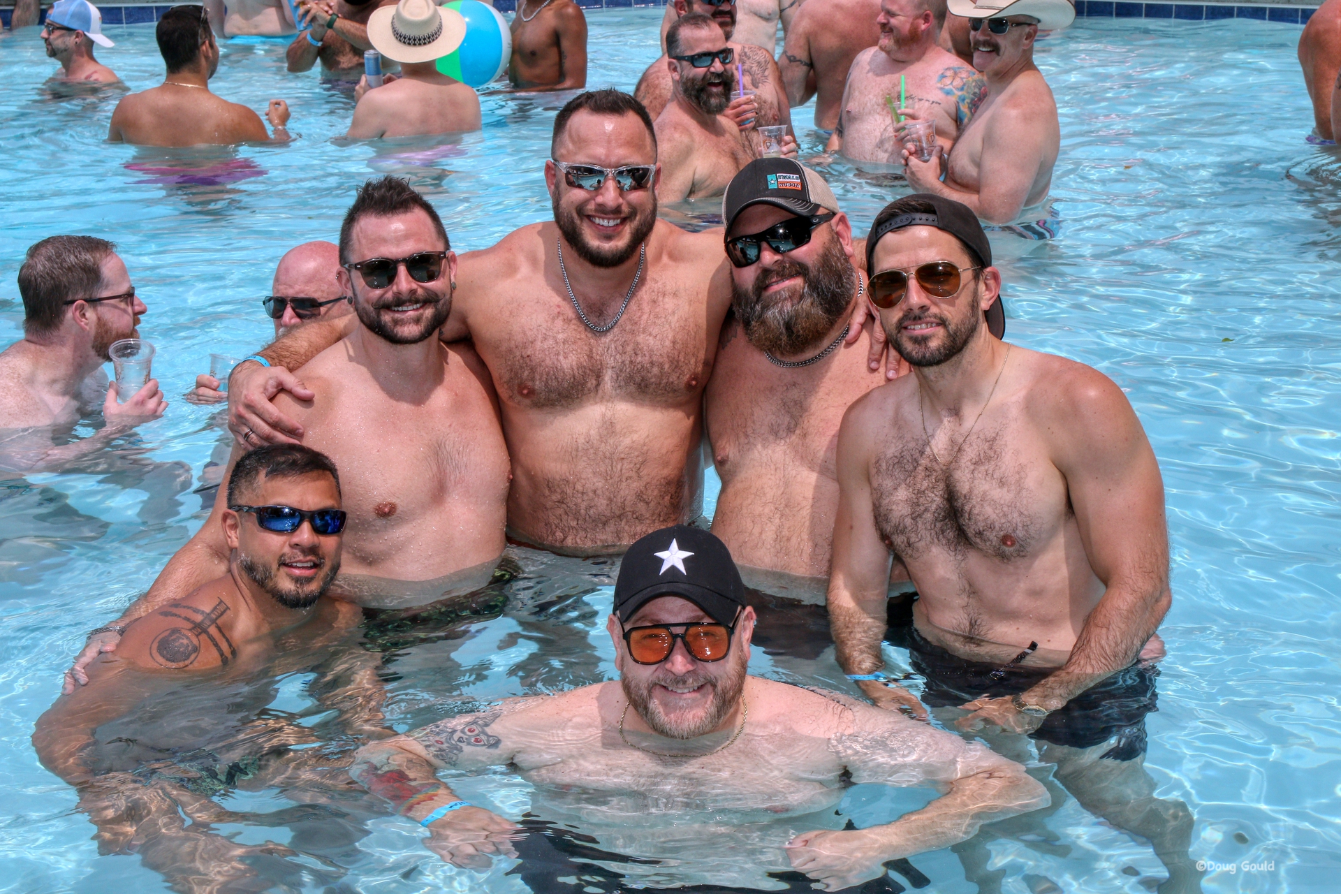 Group of friends enjoying pool